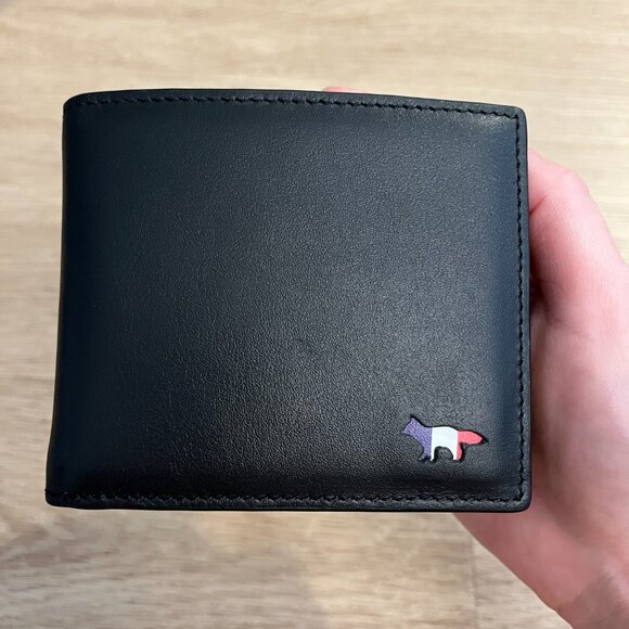 Maison Kitsune Tricolor Fox Compact Bifold Wallet Black (New) - Picture 5 of 15